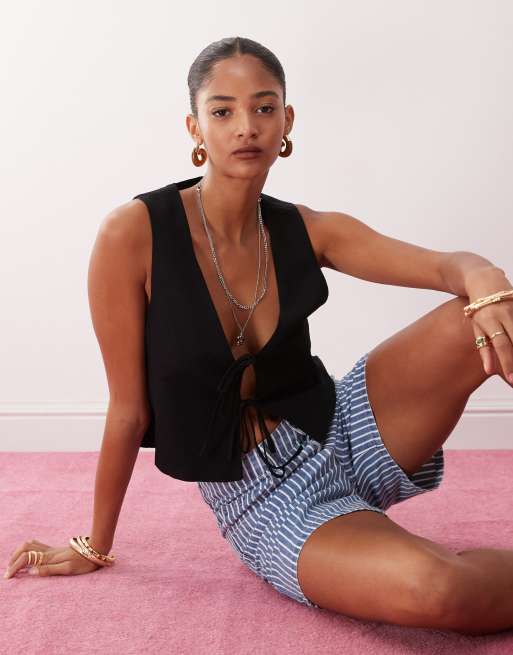 Monki – Czarna kamizelka z mieszanki lnu – tylko w ASOS, 3 z 4
