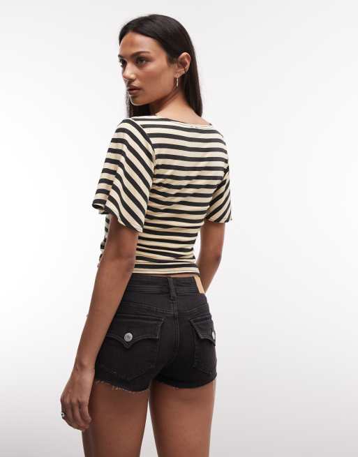 Monki – Czarne dżersejowe szorty hotpants, 5 z 5