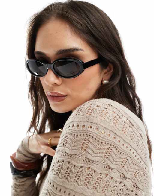 Monki – Czarne owalne okulary przeciwsłoneczne, 2 z 3