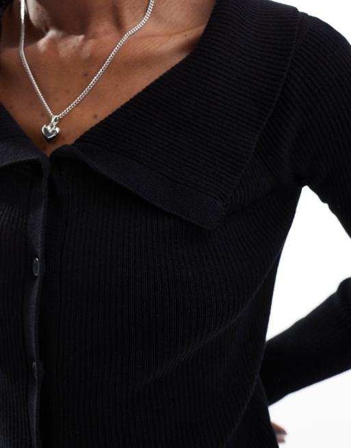Monki – Czarny kardigan z długim rękawem i odsłoniętymi ramionami, 3 z 4