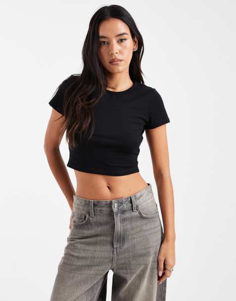 Monki shrunken baby t-shirt in black