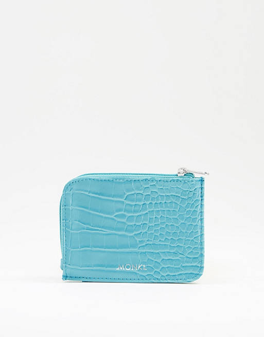 Monki Daisy croc card case in blue