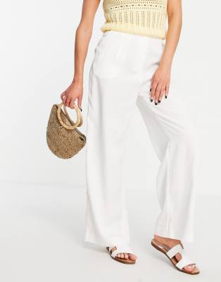 Monki Danny co-ord wide leg trousers in white