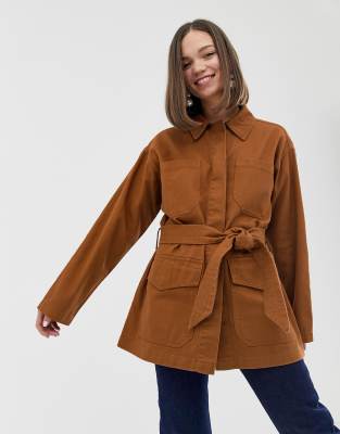 monki long belted coat