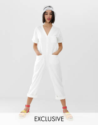 white denim boiler suit