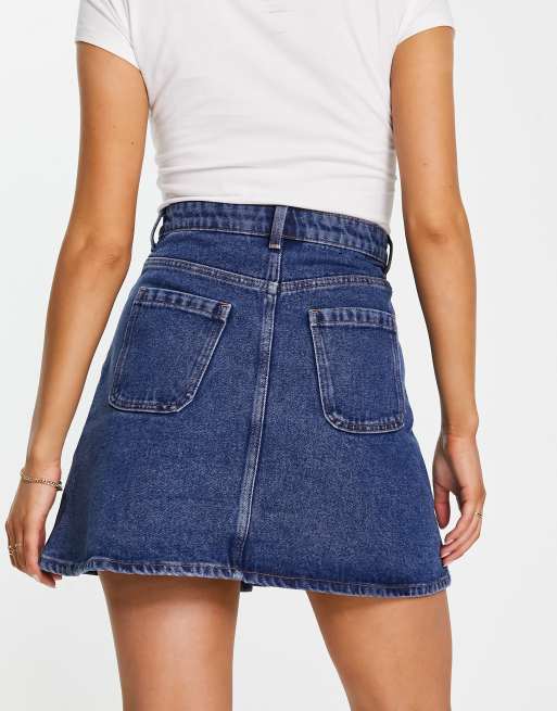 Blue denim outlet mini skirt asos