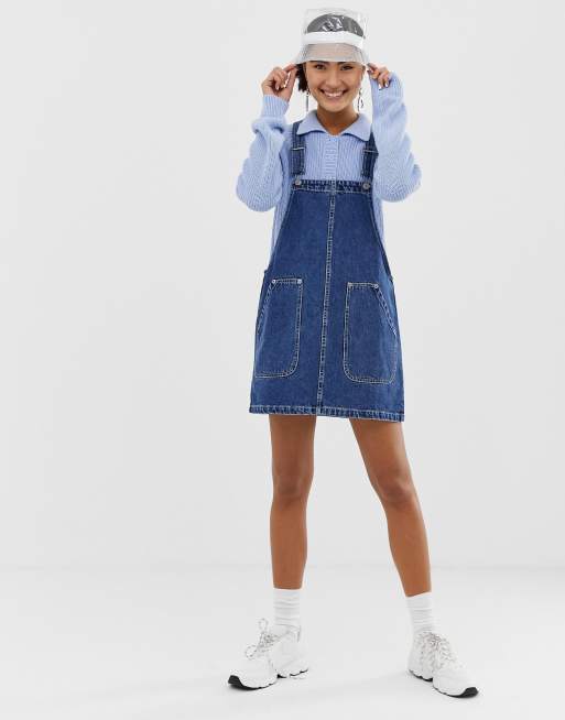 Monki denim 2025 dungaree dress