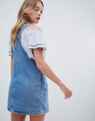 monki denim dungaree dress