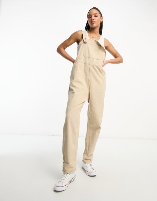 Denim Dungaree Dress - Light beige - Ladies