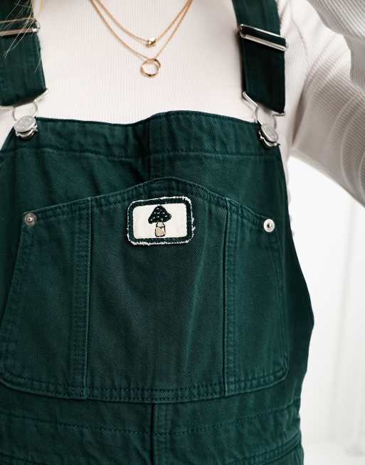 Monki green dungarees store