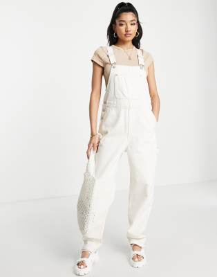 Monki denim dungarees in ecru