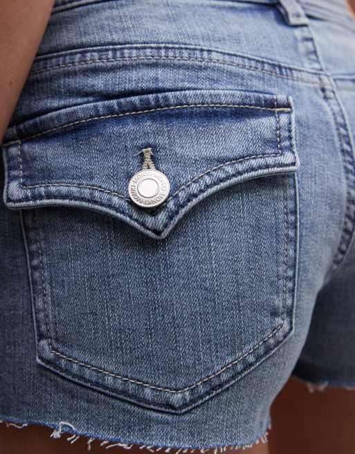 Monki denim hotpant shorts in blue, 4 of 5