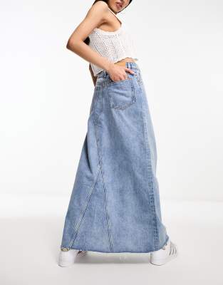 ワンピースその他   Here is the powder blue maxi denim skirt Monki denim maxi skirt in blue | ASOS