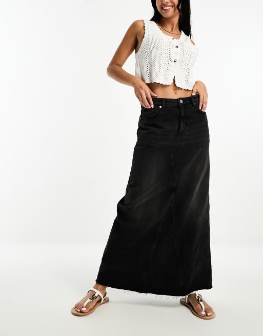 Asos long hot sale denim skirt