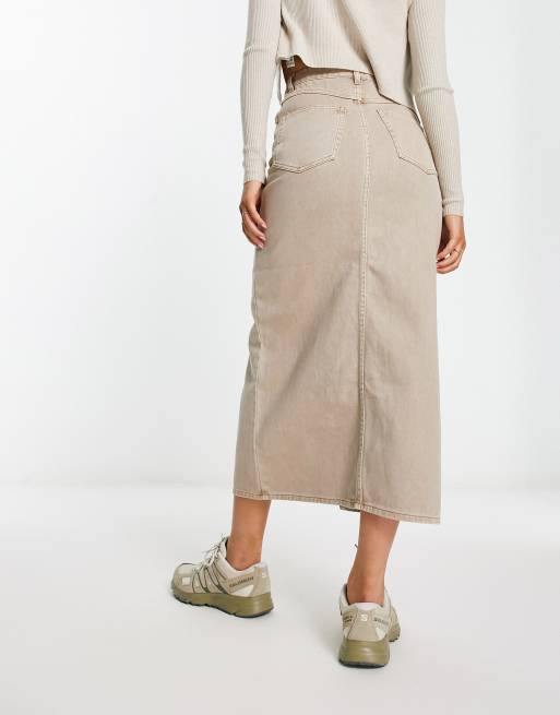 Tan denim shop pencil skirt