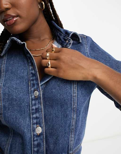 Stradivarius denim shirt dress in light blue