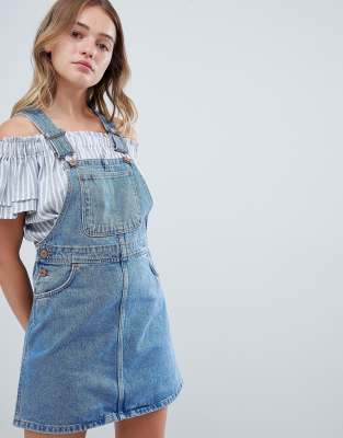 overall mini dress denim