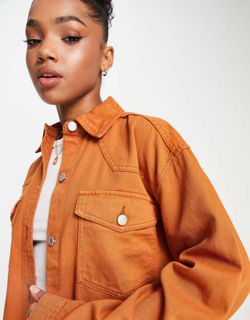 Monki - Denim overhemd in lichtbruin