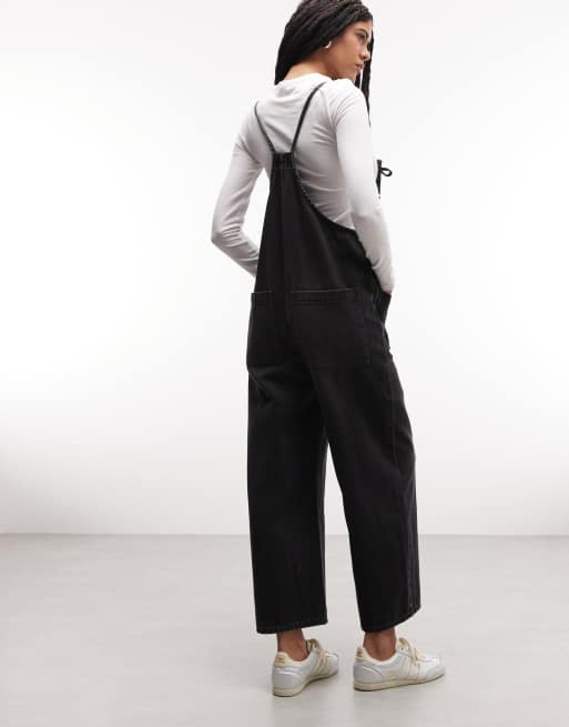 Monki denim wide leg jumpsuit in black wash, 4 of 4