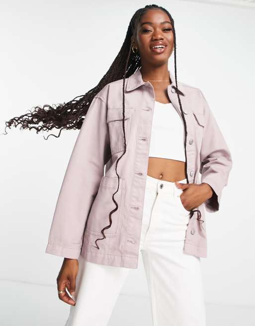 Pink denim hotsell jacket river island