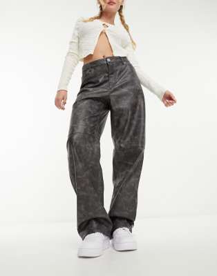 Monki distressed faux leather trousers | ASOS