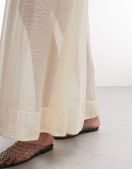 Monki - Doorschijnende boho maxi rok met lage taille in crème, 4 van 5