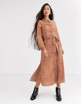 tie waist midi shirt dress