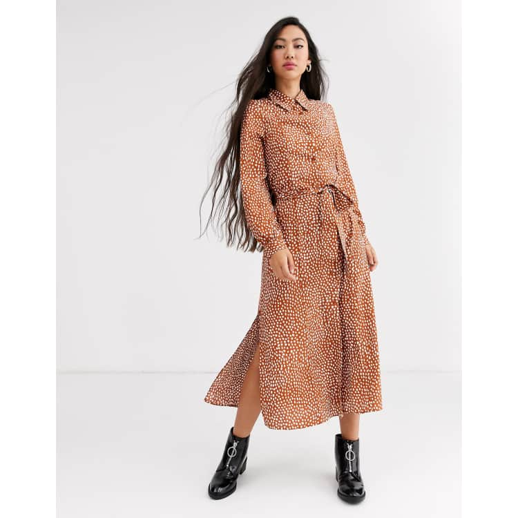 Rust spot cheap print shirt dress