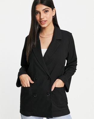 Monki double breasted relaxed blazer co-ord in black