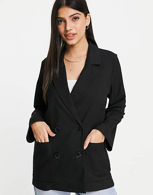 Monki double breasted relaxed blazer co-ord in black | ASOS