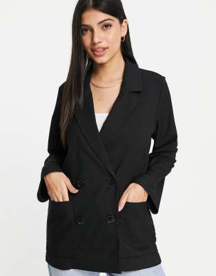 double breasted relaxed blazer in black - part of a set