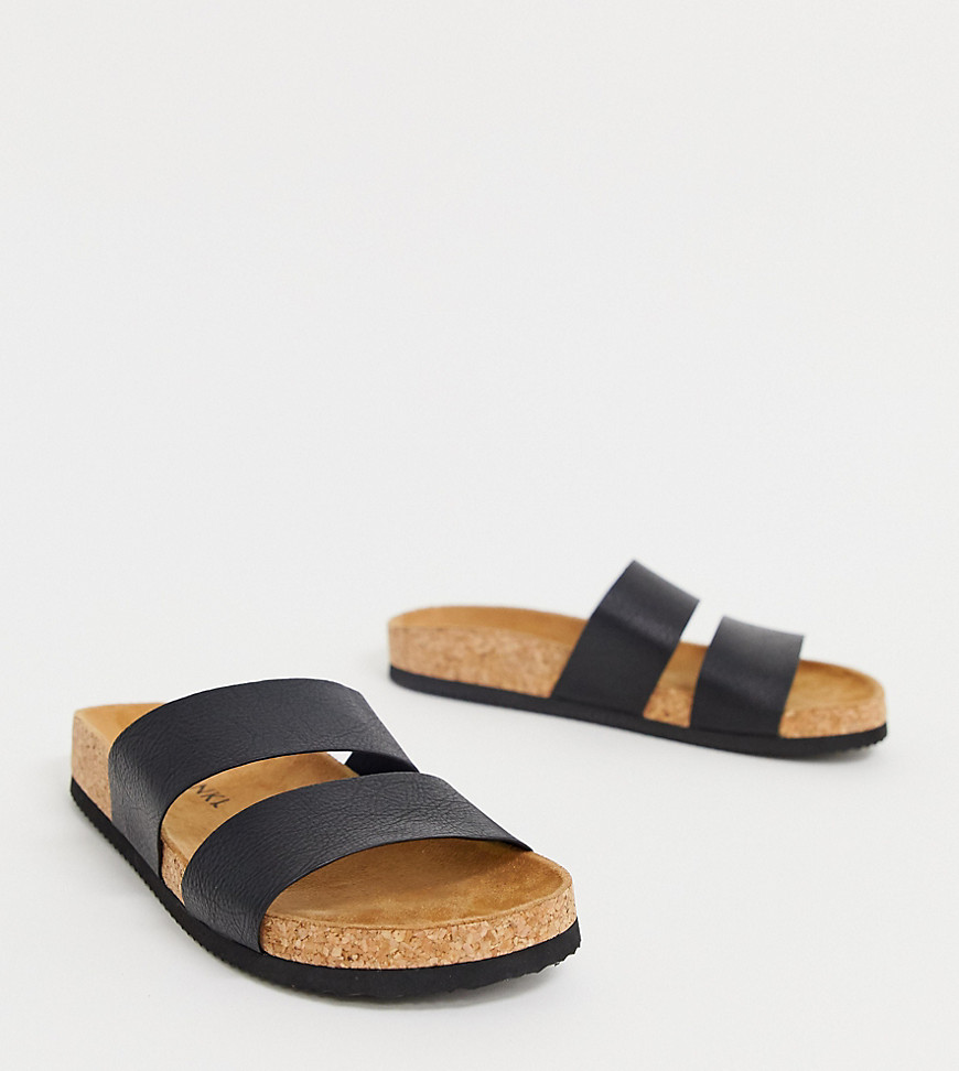 Monki double strap sandal in black
