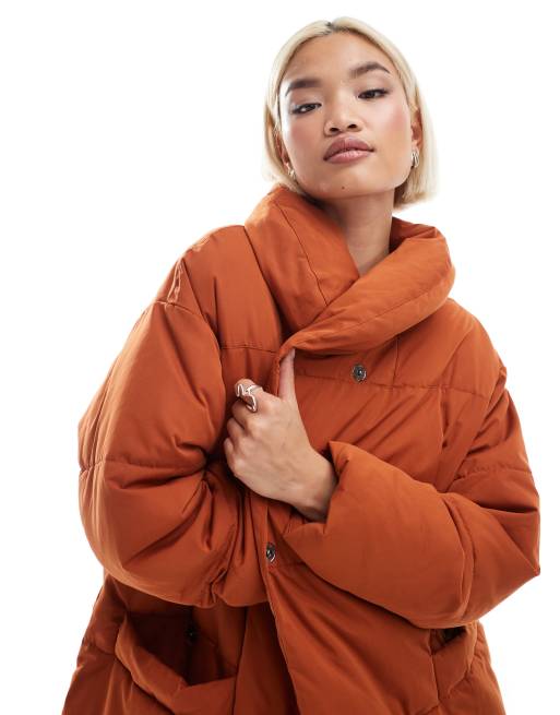 Monki Doudoune mi longue Rouille ASOS