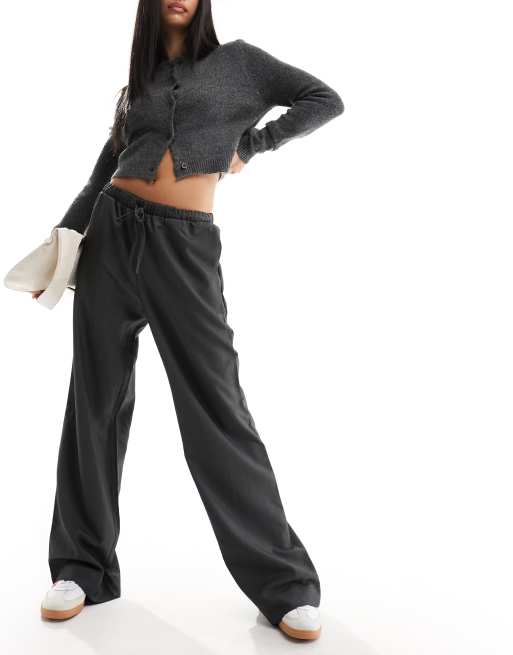 Slate Grey Drawstring Straight Leg Pants