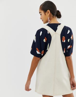 cream dungaree dress