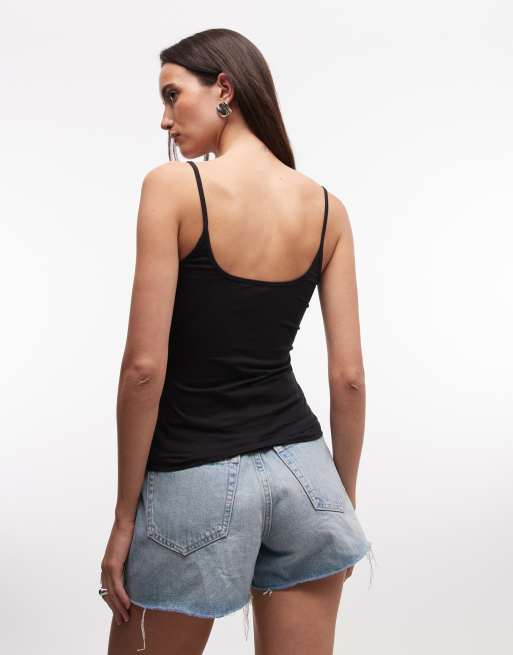 Monki Ebba scoop neck strappy vest in black