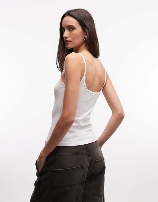 Monki Ebba scoop neck strappy vest in white