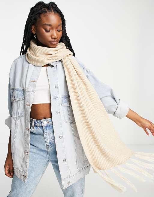 Monki - Écharpe à franges - Beige chiné - BEIGE