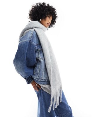 Monki soft chunky scarf in grey melange - ASOS Price Checker