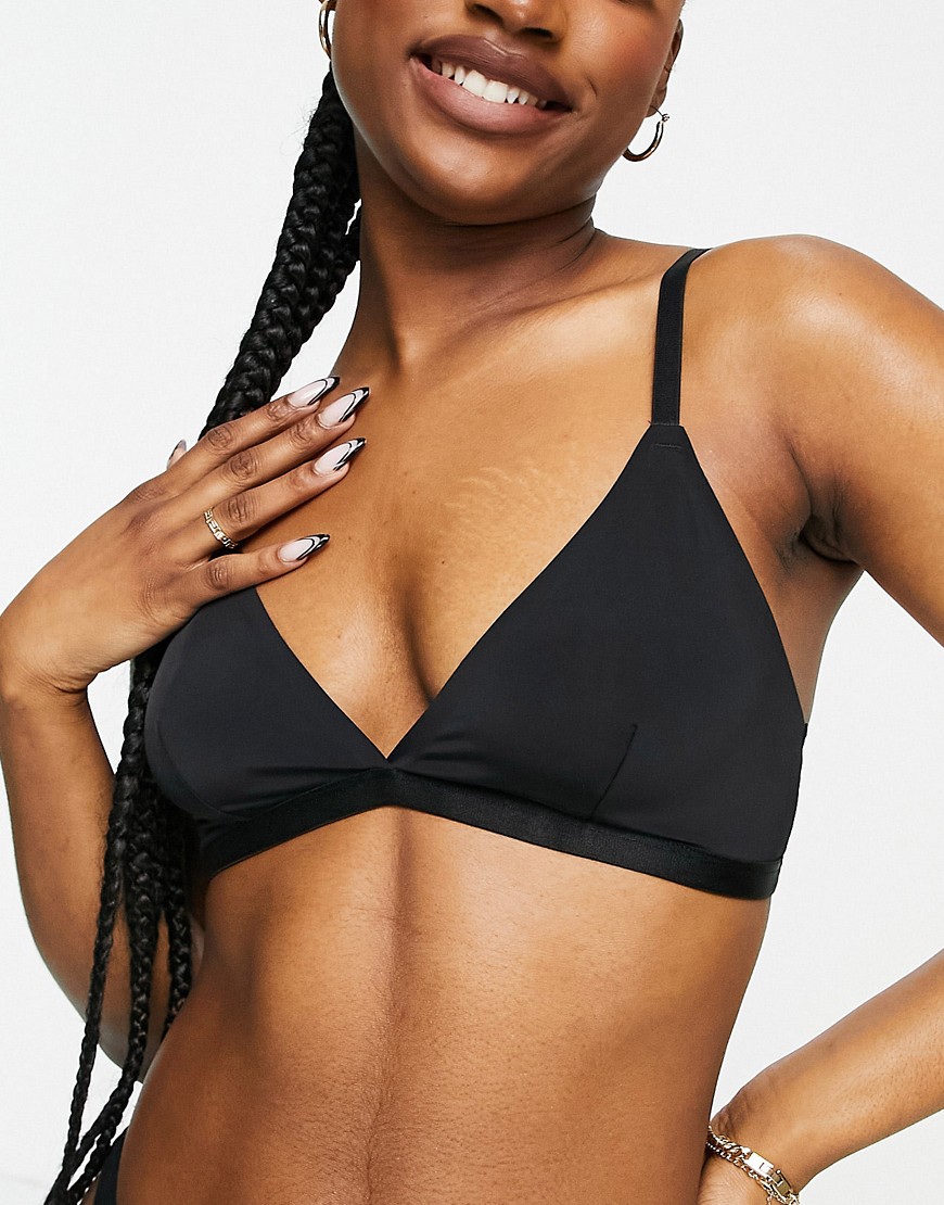 Monki Edith recycled triangle bra in black