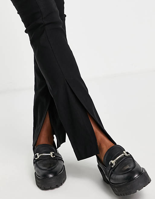Trousers & Leggings Monki Elea side split trousers in black 