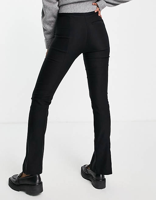 Trousers & Leggings Monki Elea side split trousers in black 