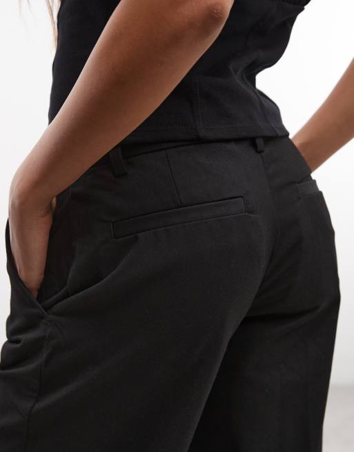 Monki - Elegante broek met wijde pijpen en halfhoge taille in zwart, 4 van 5