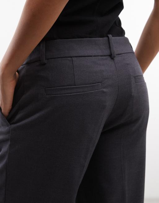 Monki - Elegante broek met wijde pijpen en hoge taille in donkergrijs, 5 van 5
