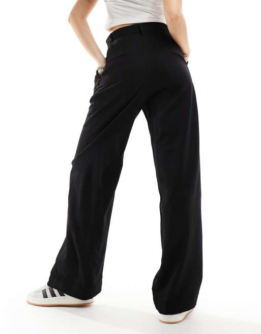 Monki - Elegante broek met wijde pijpen en hoge taille in zwart, 3 van 5