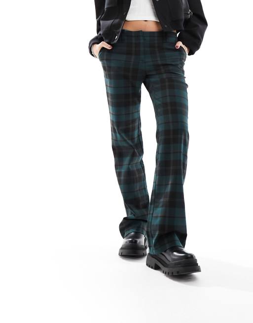 Monki – Elegante Hose in Grün und Schwarz kariert, 3 von 5
