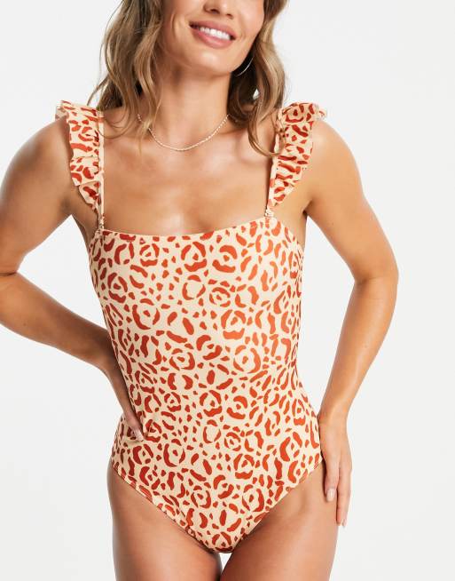 Monki – Ella – Badeanzug mit Leopardenmuster - MULTI
