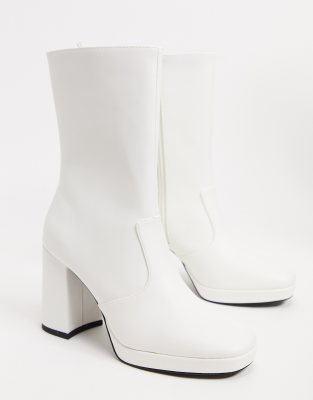faux leather white boots
