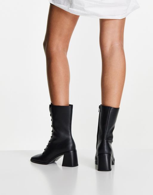 monki lace up boots in black