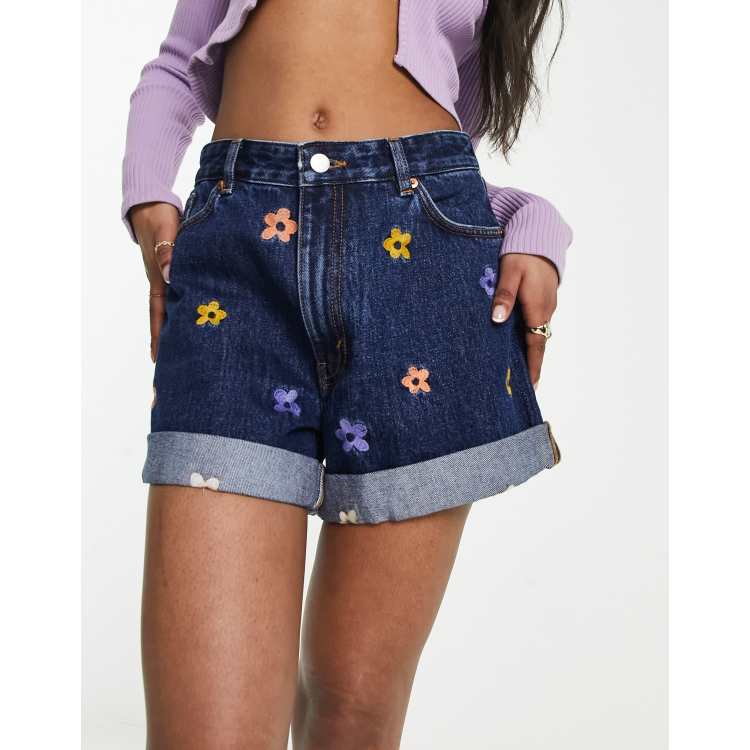 Embroidered shorts clearance denim